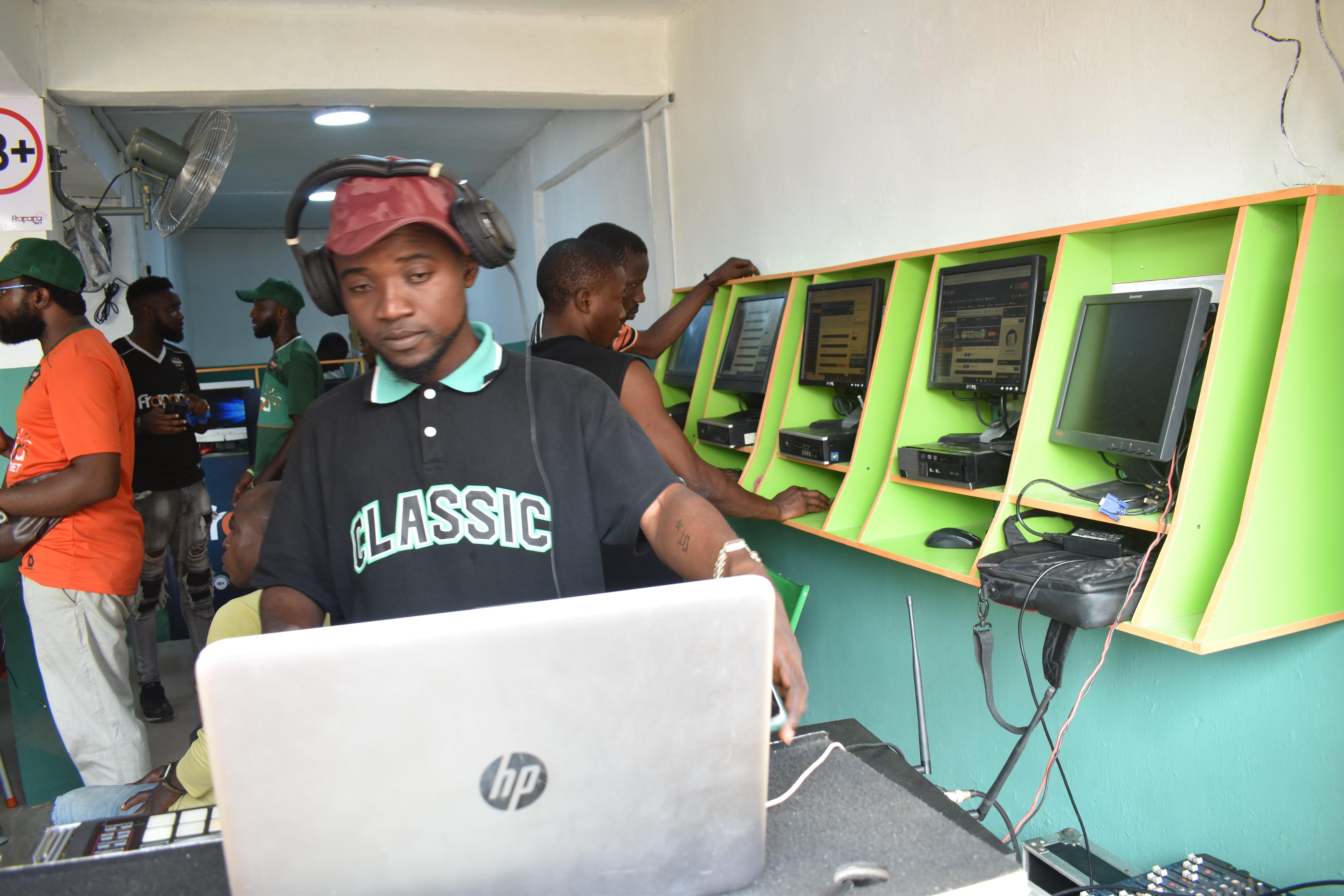 DJ playing music at the Ikorodu bet shop launch