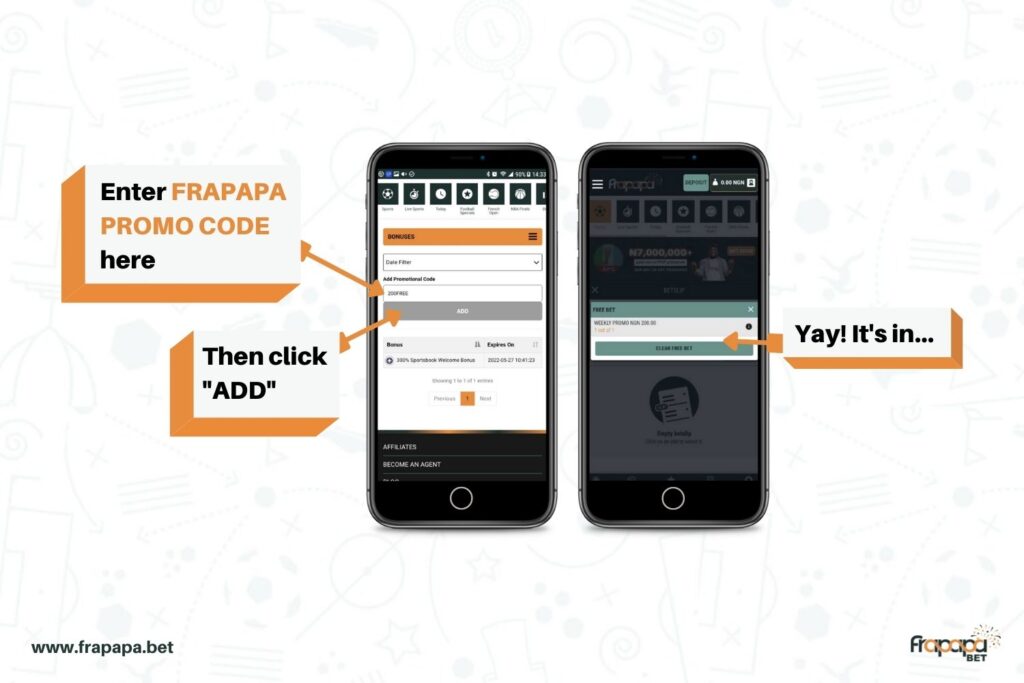 How to add Frapapa Promo code as an existing user - STEP 5&6