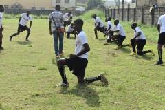 LASUSTECH All Stars warming up for the novelty match